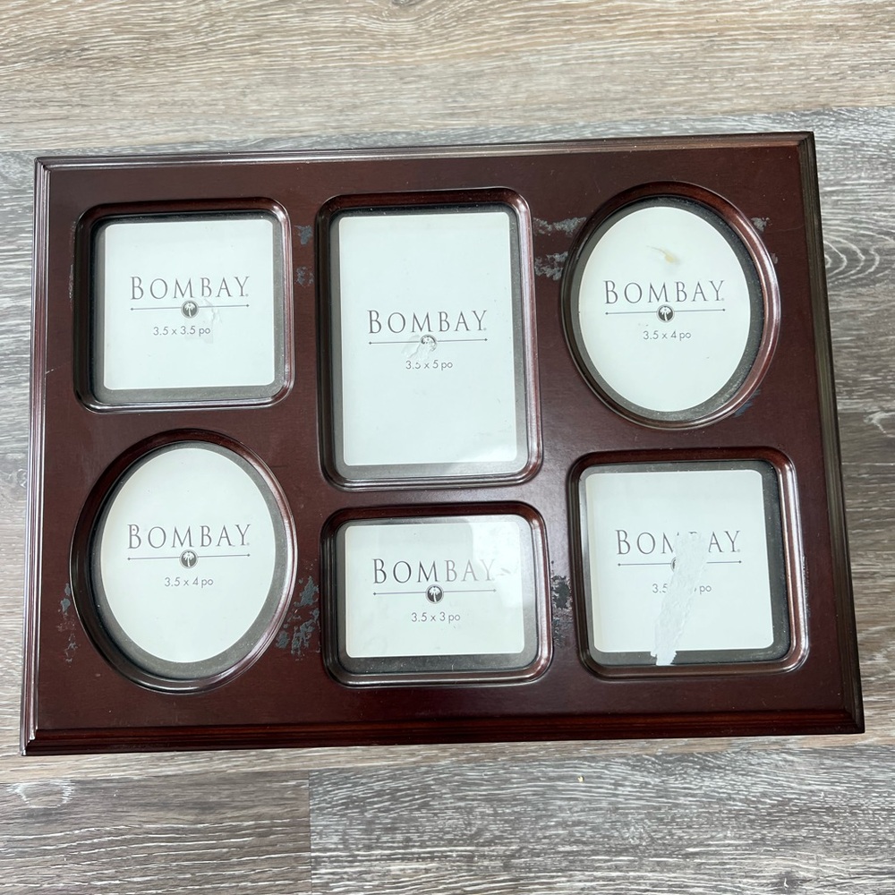 Bombay dark wood frame-top photo storage box